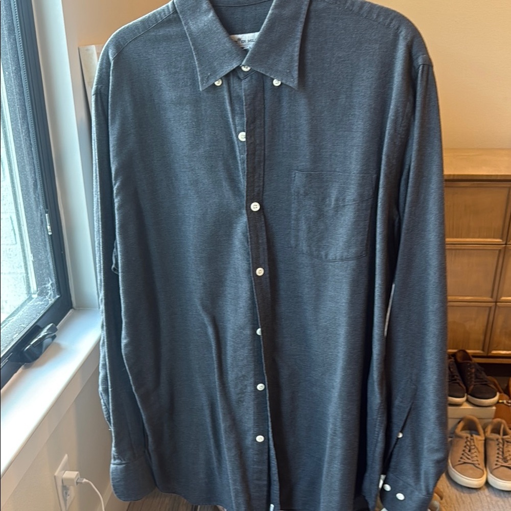 Peter Millar Gray Casual Button Down Shirt